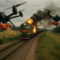 Útok dronů na vlak, Volné dílo