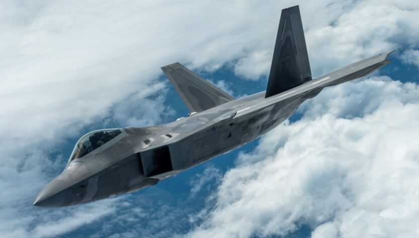 F-22, U.S. Air Force photo by 2nd Lt. Samuel Eckholm, Public Domain
