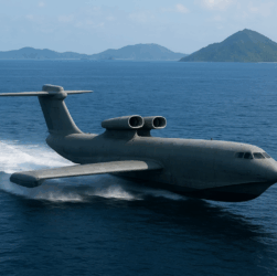 Ekranoplan, Filip Klasna, obrázek vytvořen pomocí umělé inteligence (ChatGPT), Creative Commons Attribution 4.0 International (CC BY 4.0)