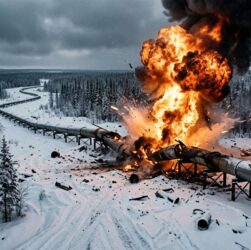 Výbuch, Filip Klasna, obrázek vytvořen pomocí umělé inteligence (Gemini), Creative Commons Attribution 4.0 International (CC BY 4.0)