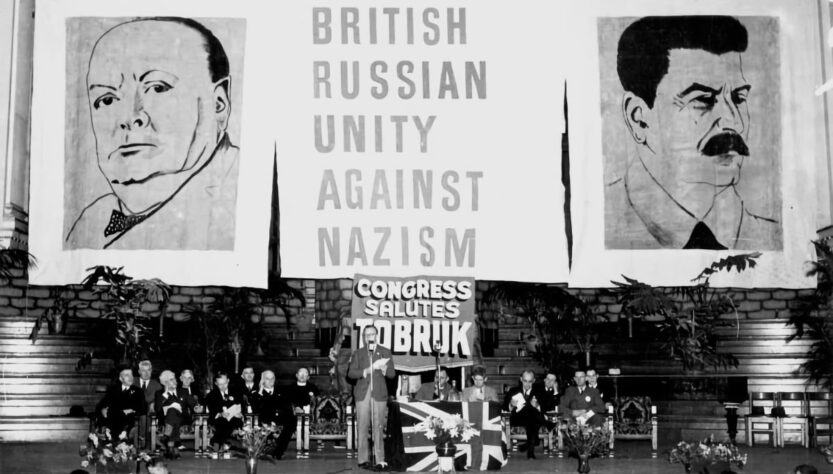 Churchill a Stalin, Queensland Newspapers Pty Ltd – The Courier-Mail, 1 November 1941, p. 3., Volné dílo