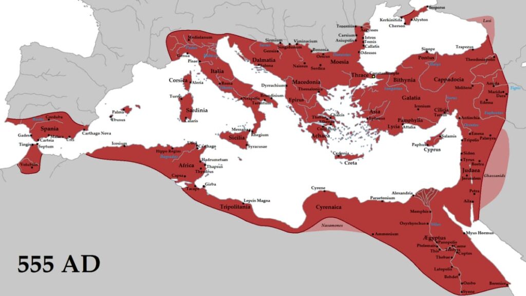 Byzantská říše, Tataryn – Vlastní dílo; The Map as History 2018, CC BY-SA 3.0